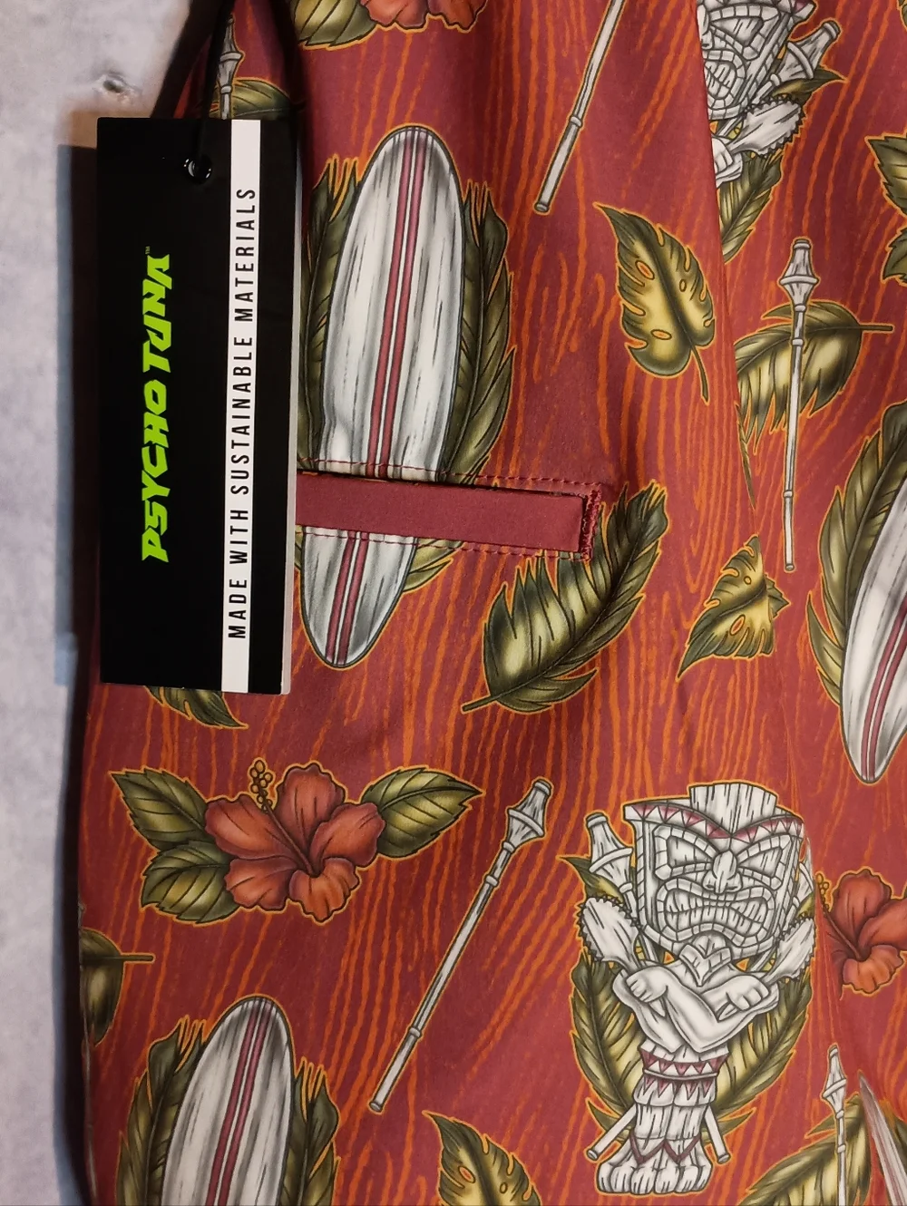 Psycho Tuna Tiki Board Shorts 34 NWT Surf‎ Swim Trunks Tropical Hawaiian